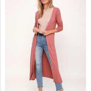 Purple LA Hearts long front button cardigan